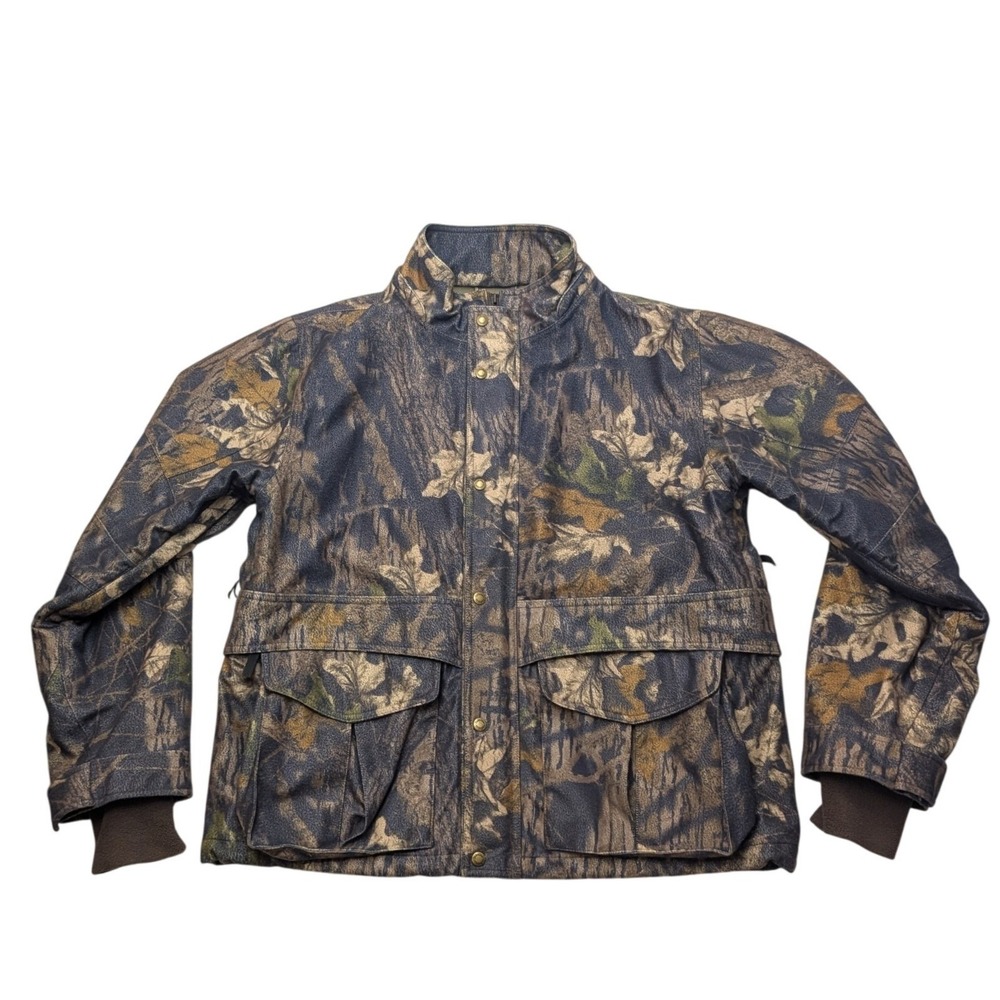 Cabela's Hunting Jacket Mens L Brown Camo Dry-Plus Waterproof Utility Coat